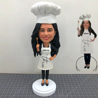 Custom Personalized Female Chef Bobbleheads.
