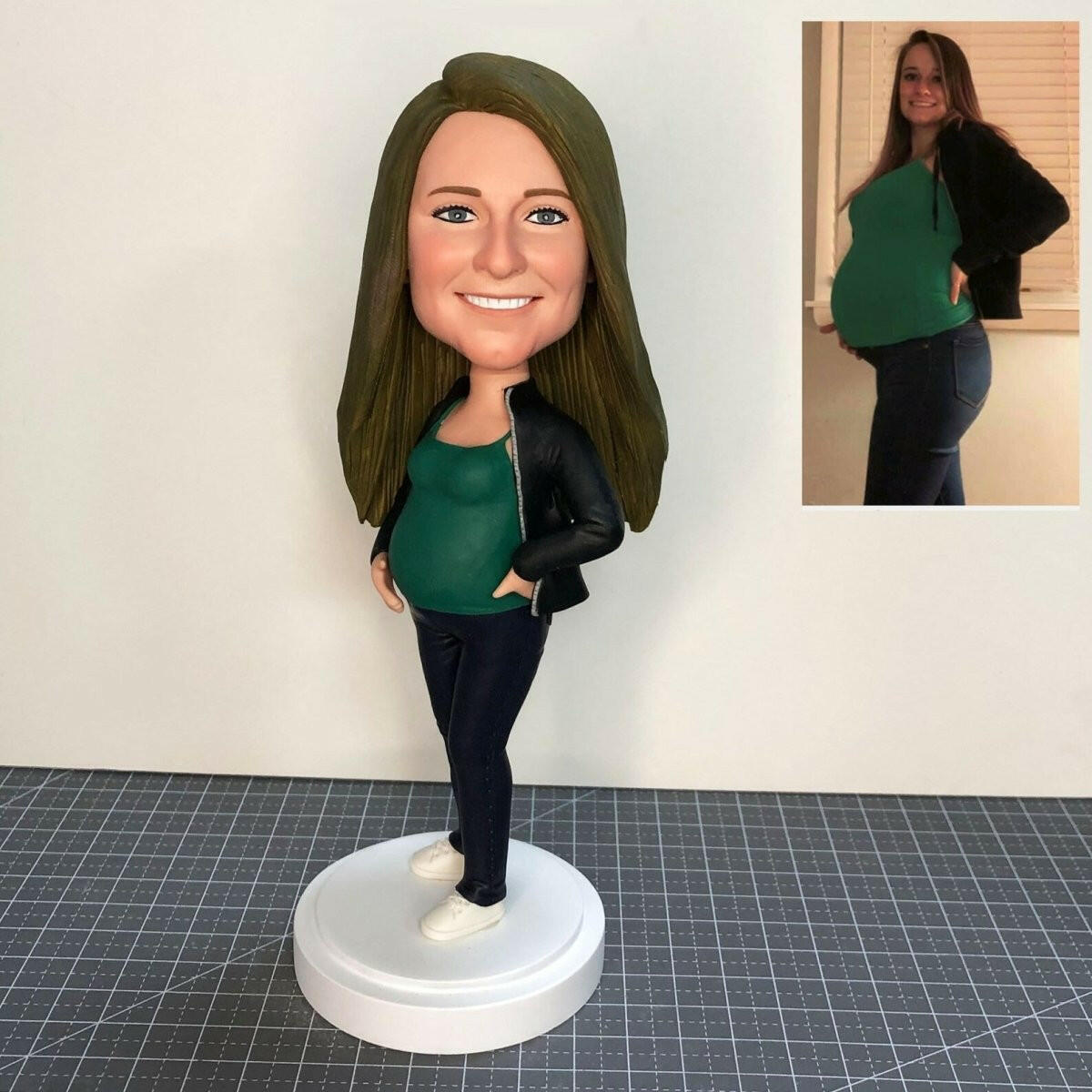 Pregnant Mom Statue Bobblehead - Personalized Gift