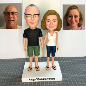 30th Wedding Anniversary Custom Couple Bobbleheads - Get Bobble Head